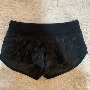 Black snake skin lulu speed up shorts